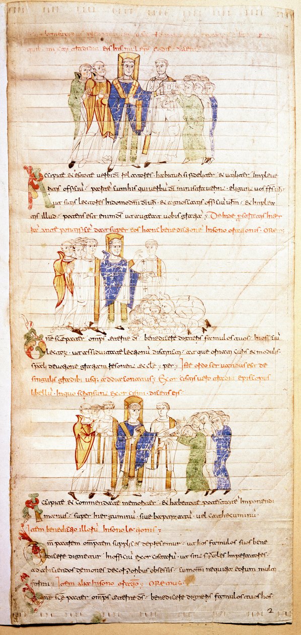 Página de uma bíblia iluminada (Ms.723-Foglio 138v.) do início do século XII. Dim. 52,8x38 cm Roma, Biblioteca Casanatense de Unknown artist