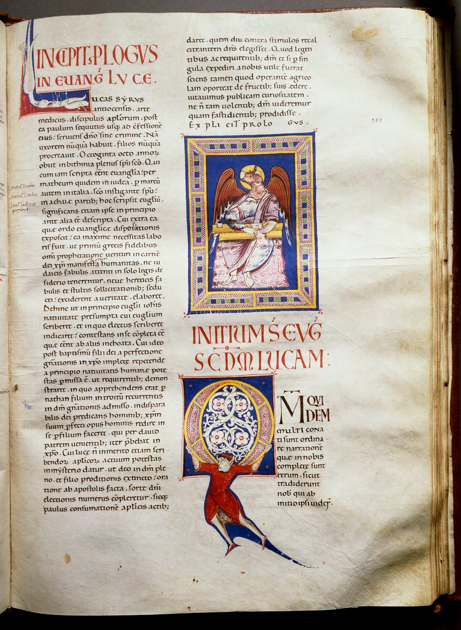 Página de uma bíblia iluminada (Ms.723-Foglio 162r.) do início do século XII. Dim. 52,8x38 cm Roma, Biblioteca Casanatense de Unknown artist