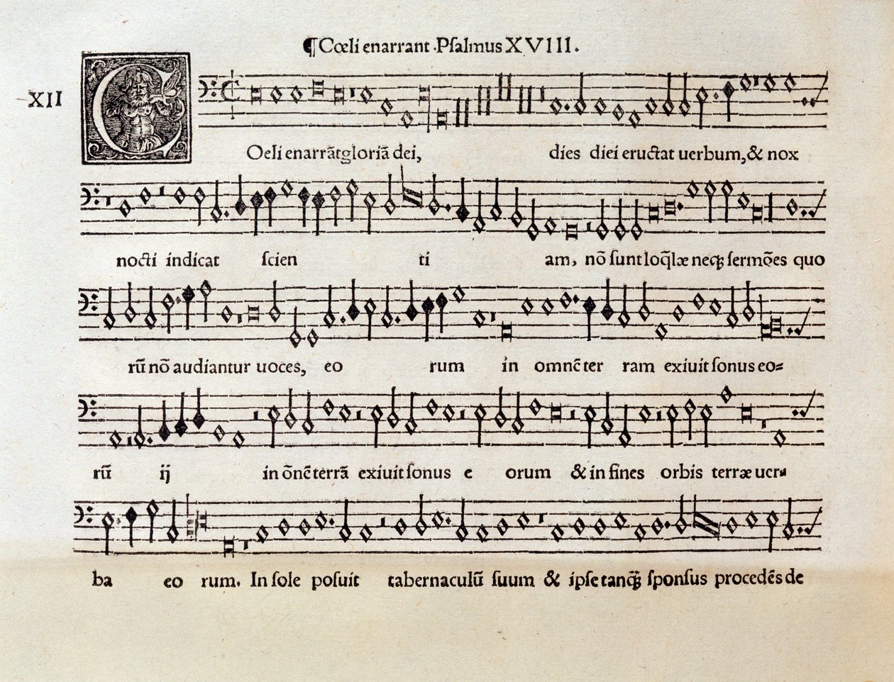 Página da partitura musical do Salmo XVIII do Coeli enarrant de Willaert (1538) de Unknown artist