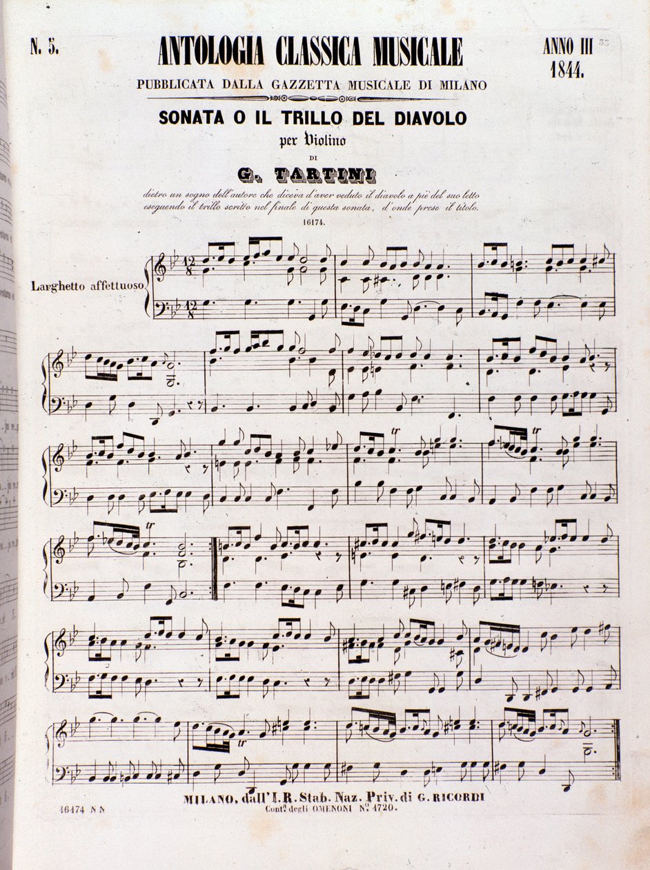 Página da partitura musical de Devil