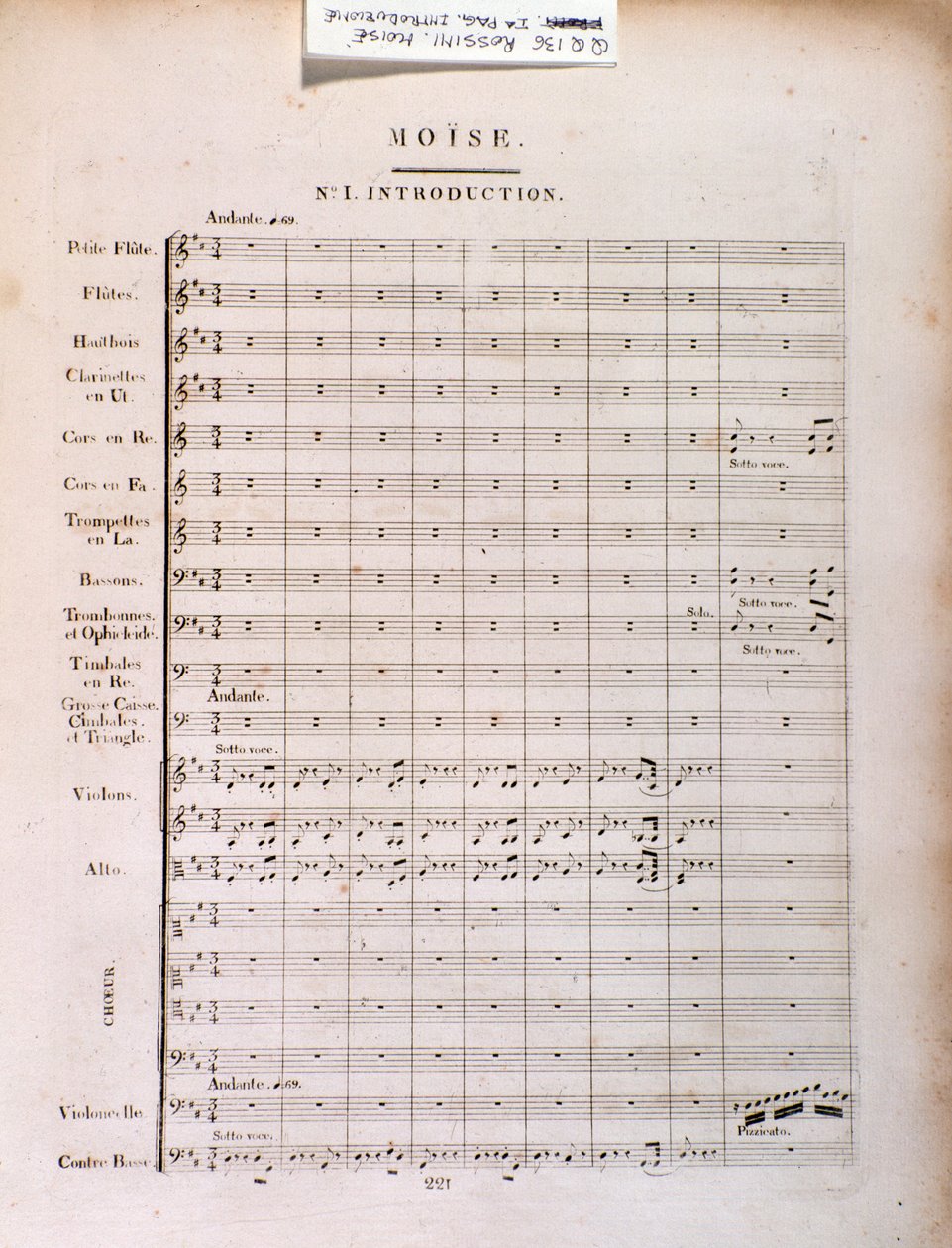 Página da partitura musical de Moisés no Egito por Gioacchino Rossini de Unknown artist