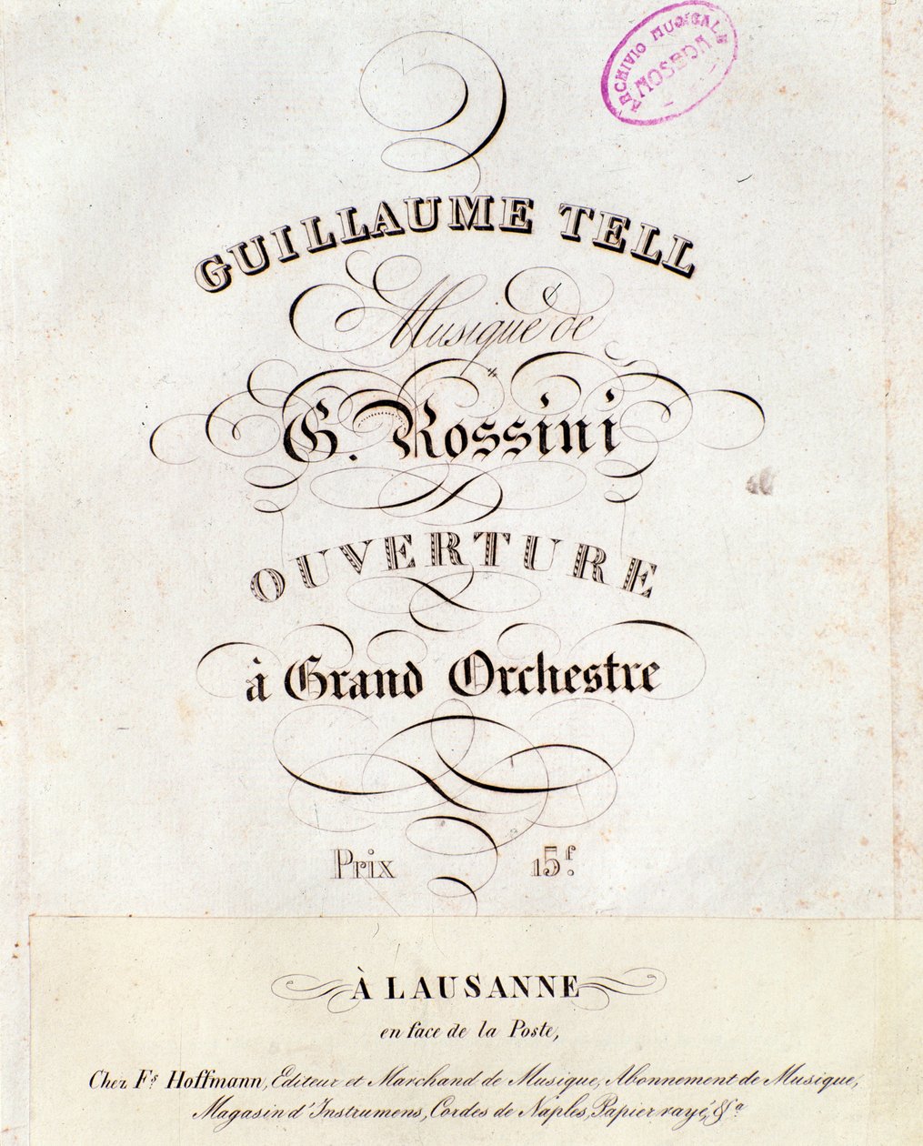 Página da partitura da abertura de William Tell, ópera de Gioacchino Rossini de Unknown artist