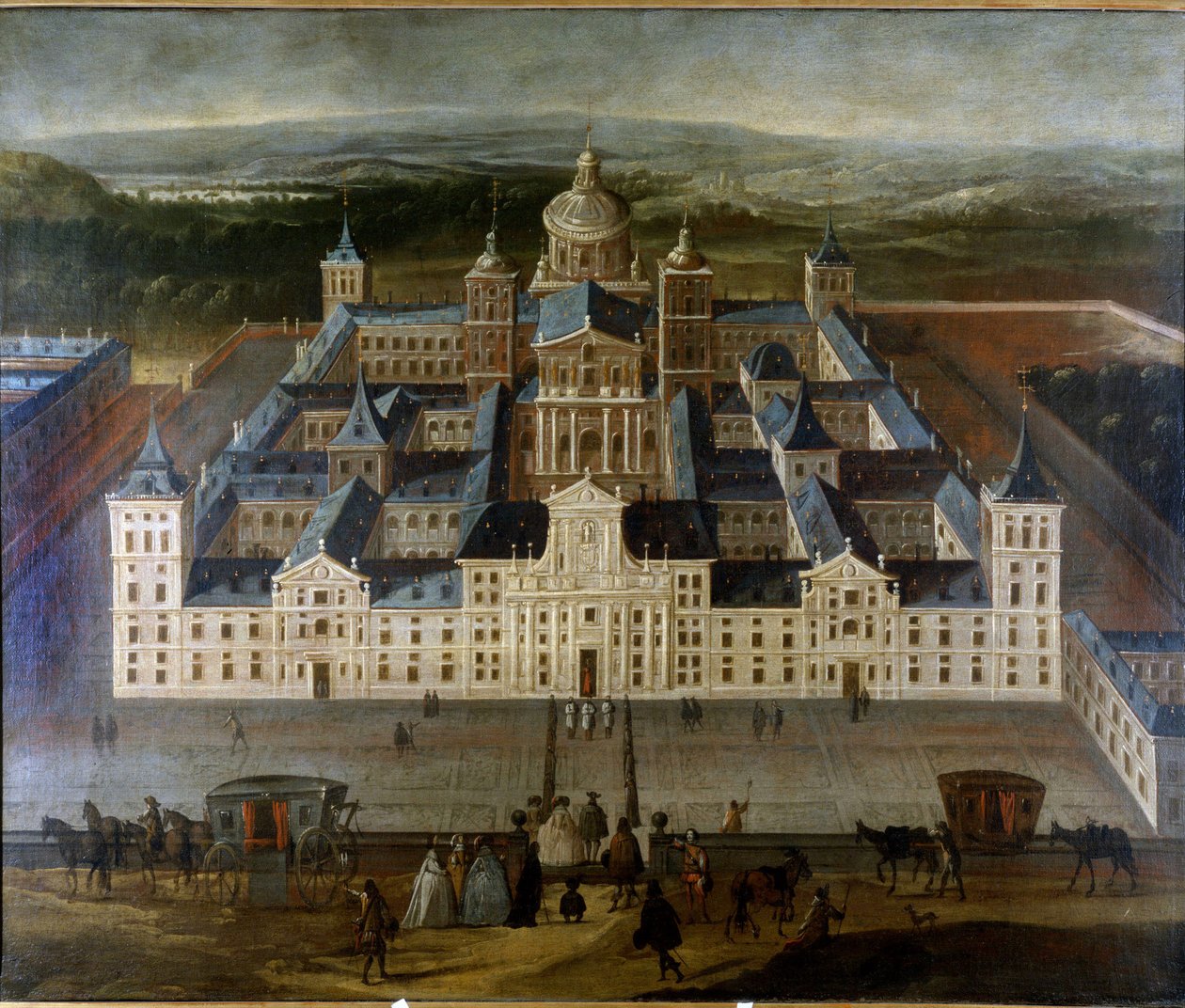 Pintura representando o Palácio do Escorial ou Escorial em Espanha. sd. Século XVII. Museo del Castello. Milão de Unknown artist