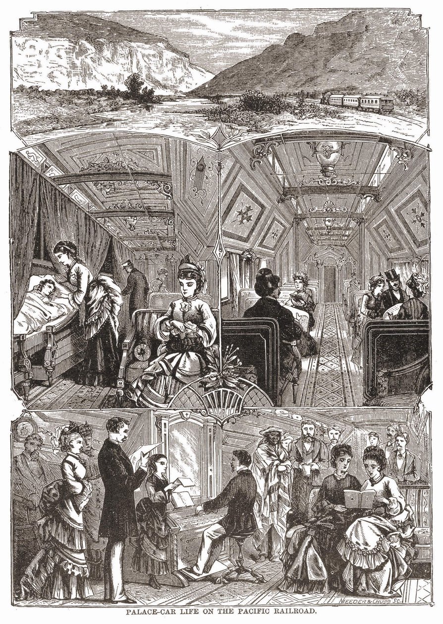 Palácio-carro na Estrada de Ferro do Pacífico, gravando sd. Século XIX. de Unknown artist