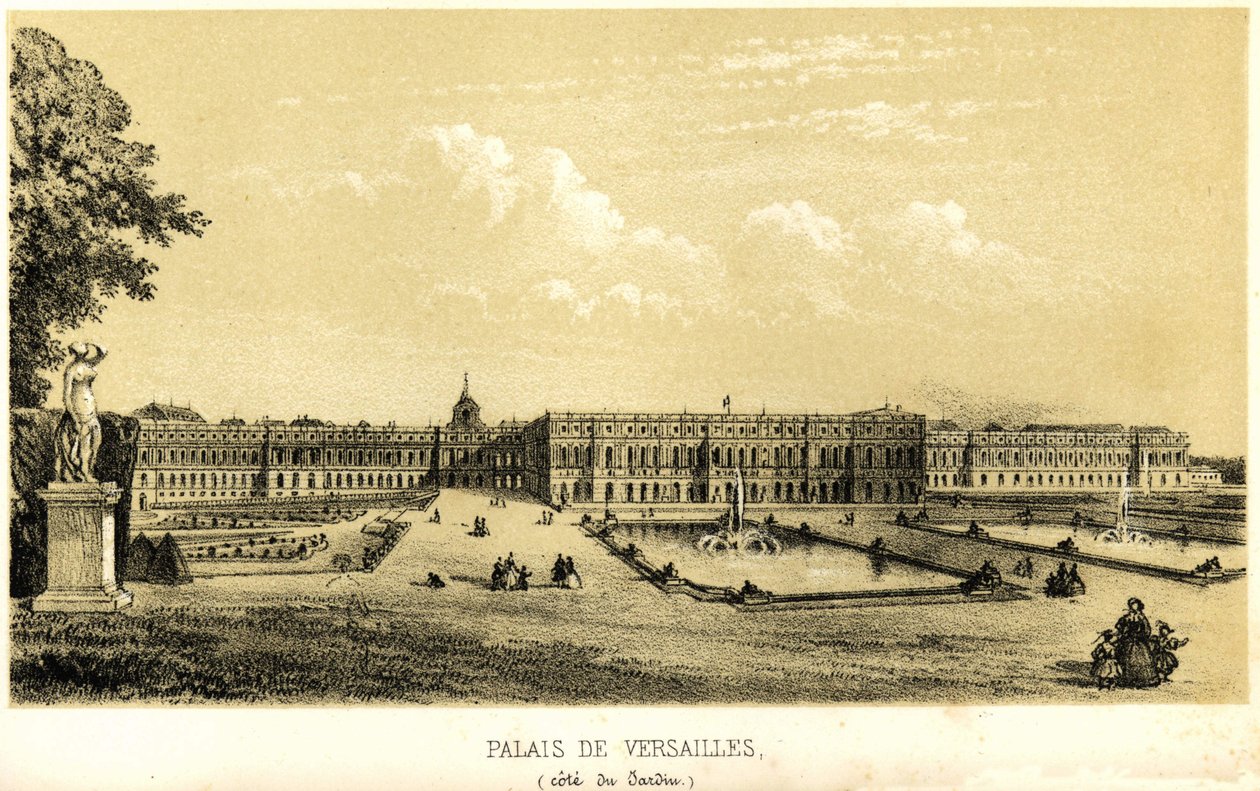 Palácio de Versailles, vista para o jardim em 1857. de Unknown artist