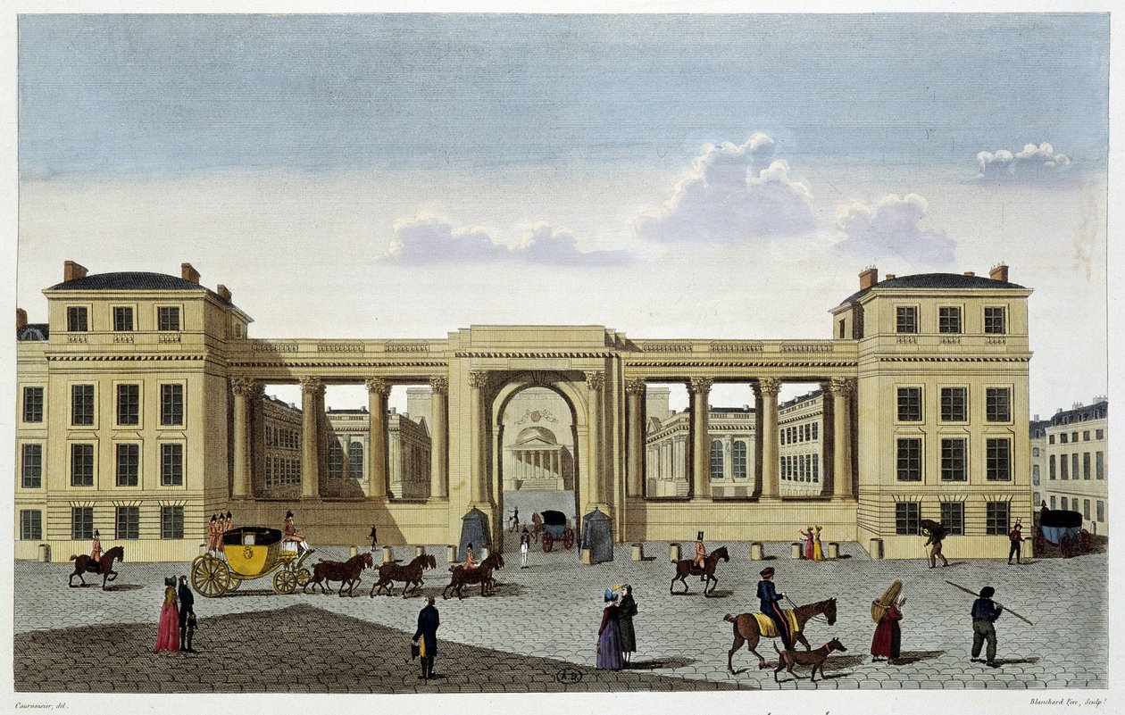 Palais de la Chambre des Deputies, cerca de 1820 - em "Vues de Paris" de Courvoisier de Unknown artist