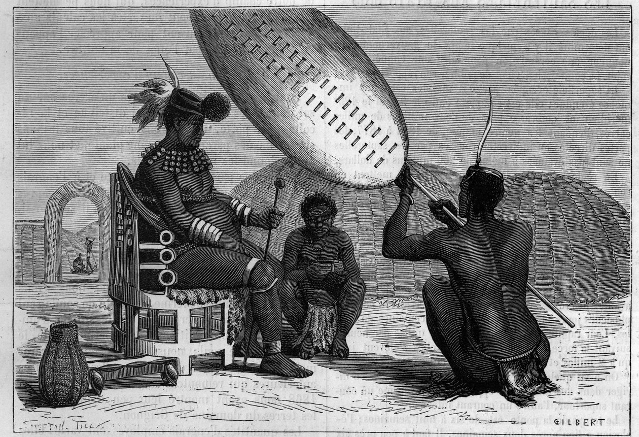 Panda, falecido rei dos Zulu. Gravura em "La Nature: Revue des sciences et de leurs applications aux arts et a l