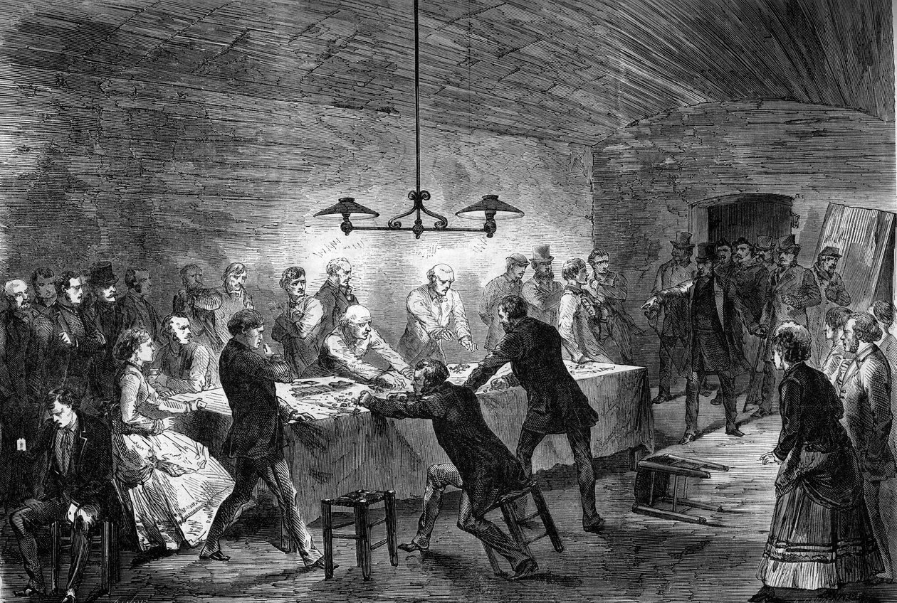 Paris 1870: A prisão funciona numa casa de jogo subterrânea na Rue de la Harpe. de Unknown artist