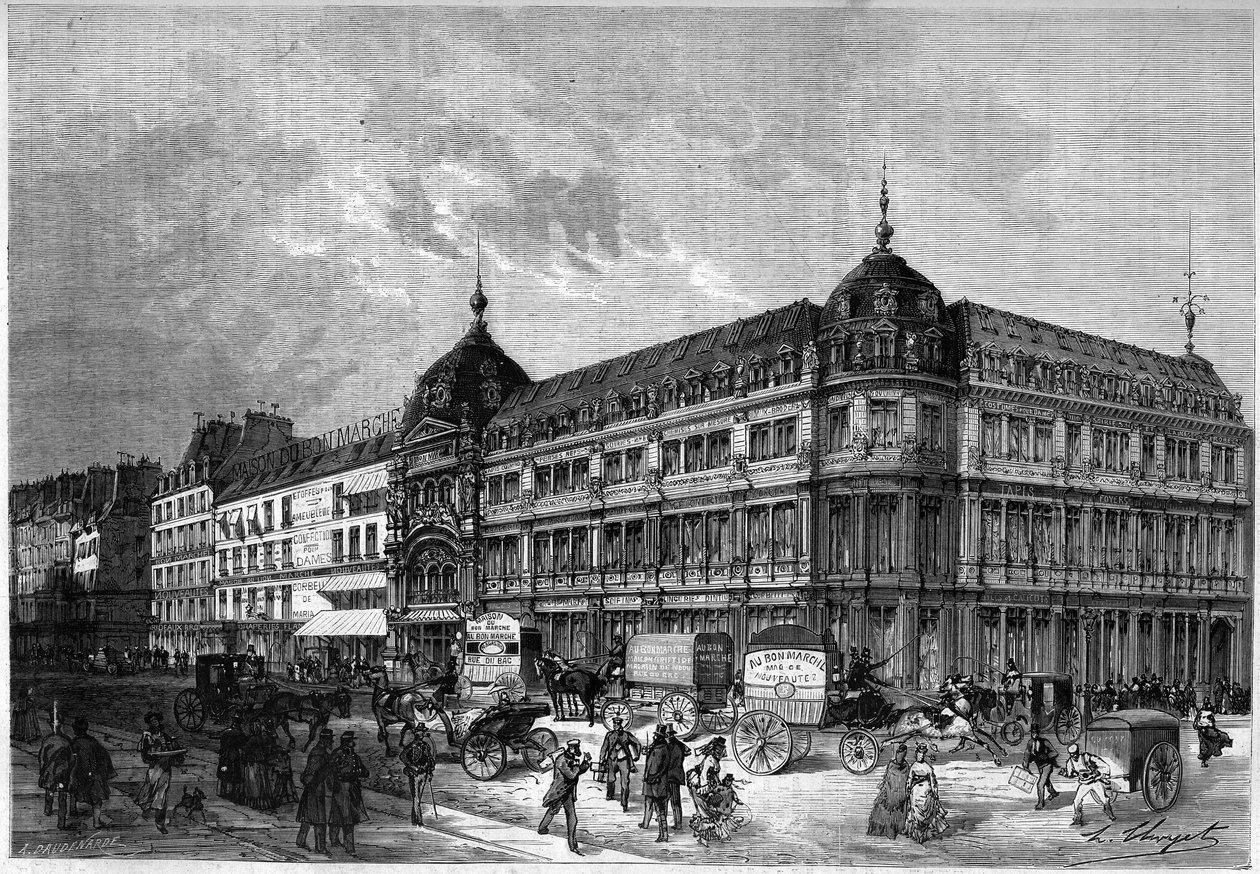 Paris 1872: novas lojas, "Au bon marché". de Unknown artist