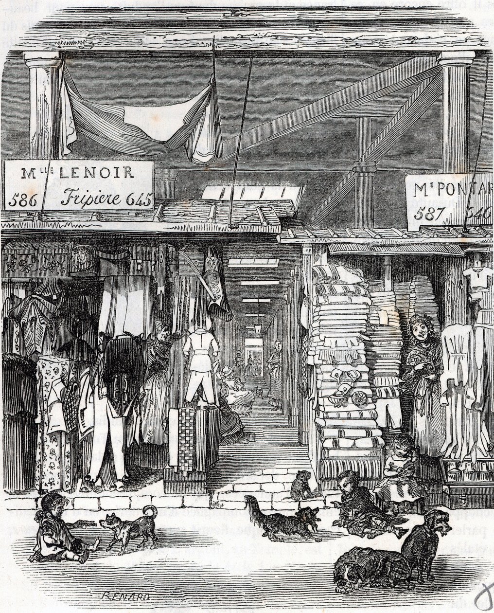 Paris 3º arrondissement - Carre de Flore: linho no Carreau du Temple no século XIX - Gravura no "Tableau-de-Paris" de Edmond Texier de Unknown artist