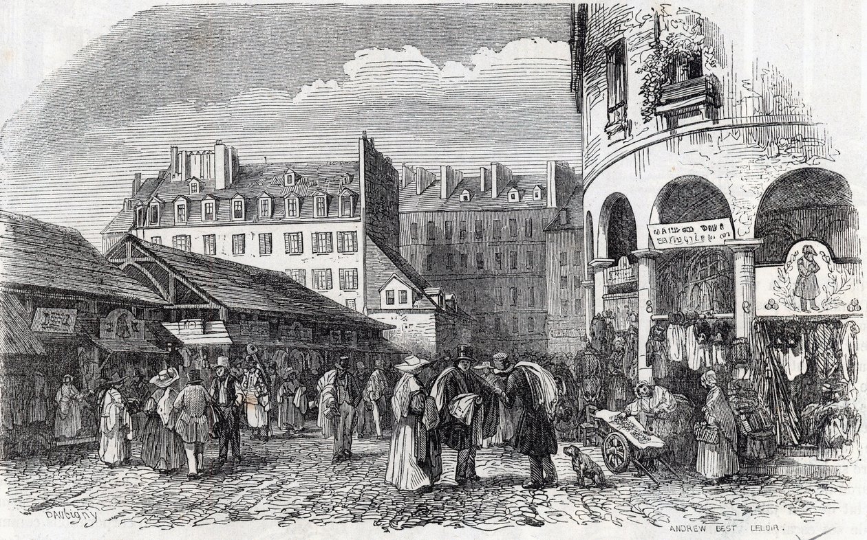 Paris, 3º arrondissement - La rotunde du Carreau du Temple em Paris no século XIX - Gravura em "Tableau-de-Paris" de Edmond Texier de Unknown artist