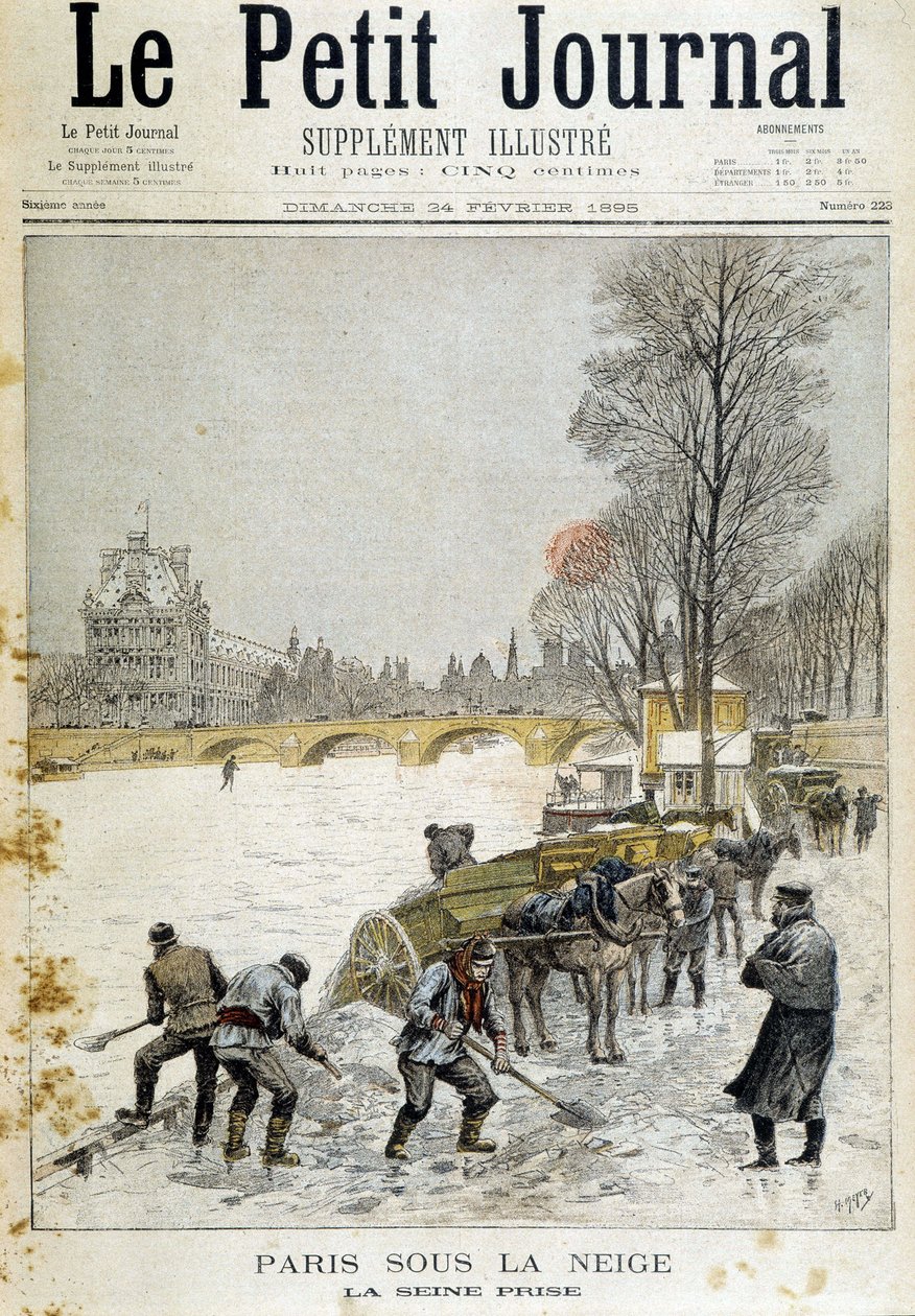 Paris debaixo de neve: o Sena tomado - no "Le Petite Journal" de 24/02/1895 de Unknown artist
