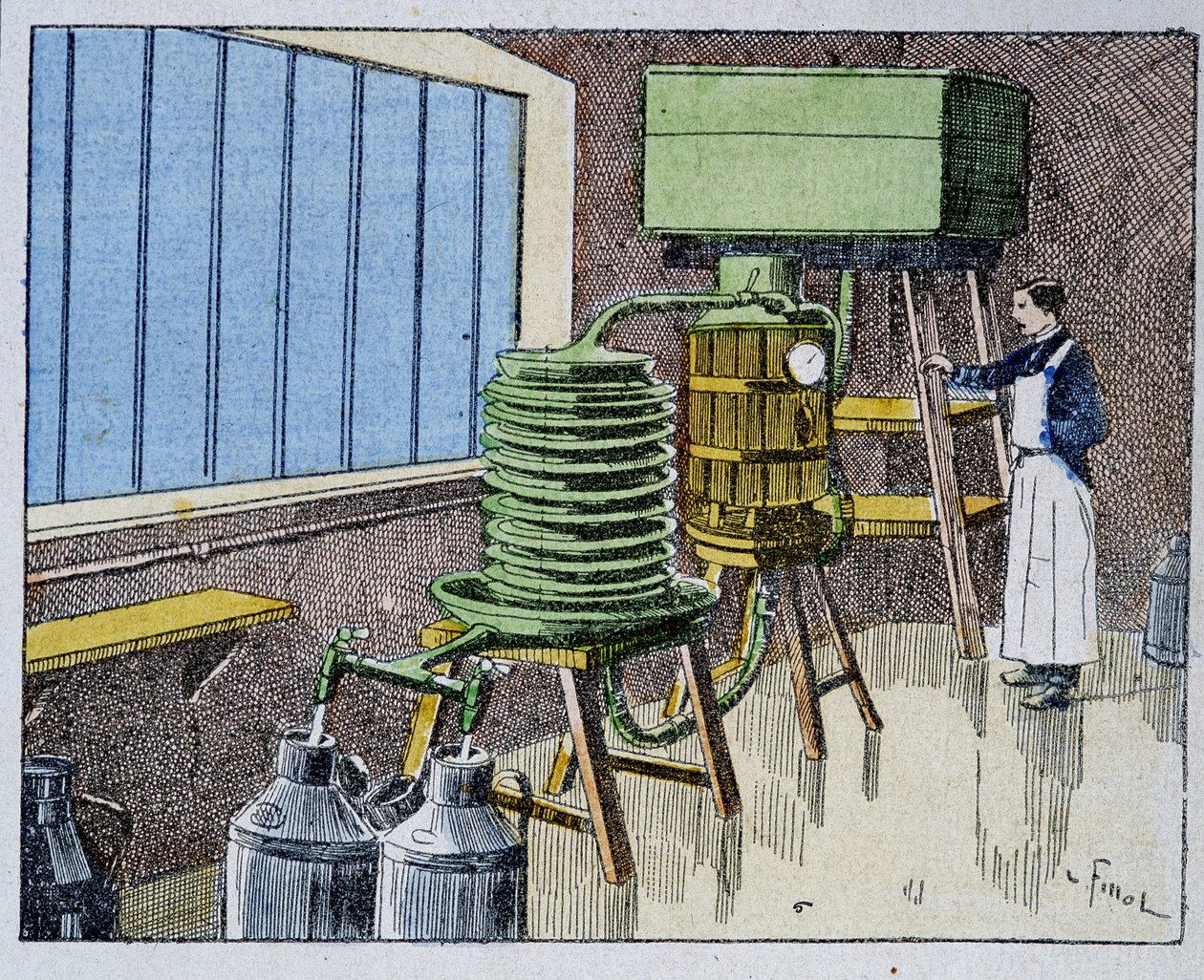 Pasteurização de leite - gravura, final do século XIX de Unknown artist