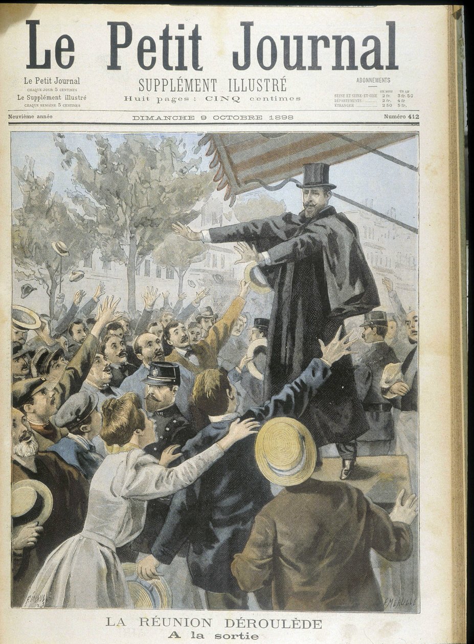 Paul Deroulede aplaudido pela multidão, capa do "Le Petity Journal" 9/10/1898. de Unknown artist