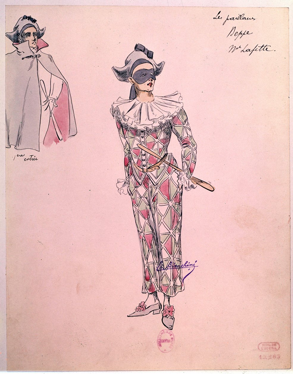 Fato peppe vestido de Arlequim para a ópera "Paillasse" (pagliacci, palhaços) de Ruggero Leoncavallo (1857-1919) de 1892. Paris, Biblioteca do Museu da Ópera de Unknown artist