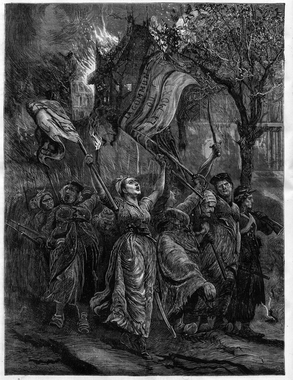 Máquinas petrolíferas que percorrem as ruas de Paris - La Commune de Unknown artist