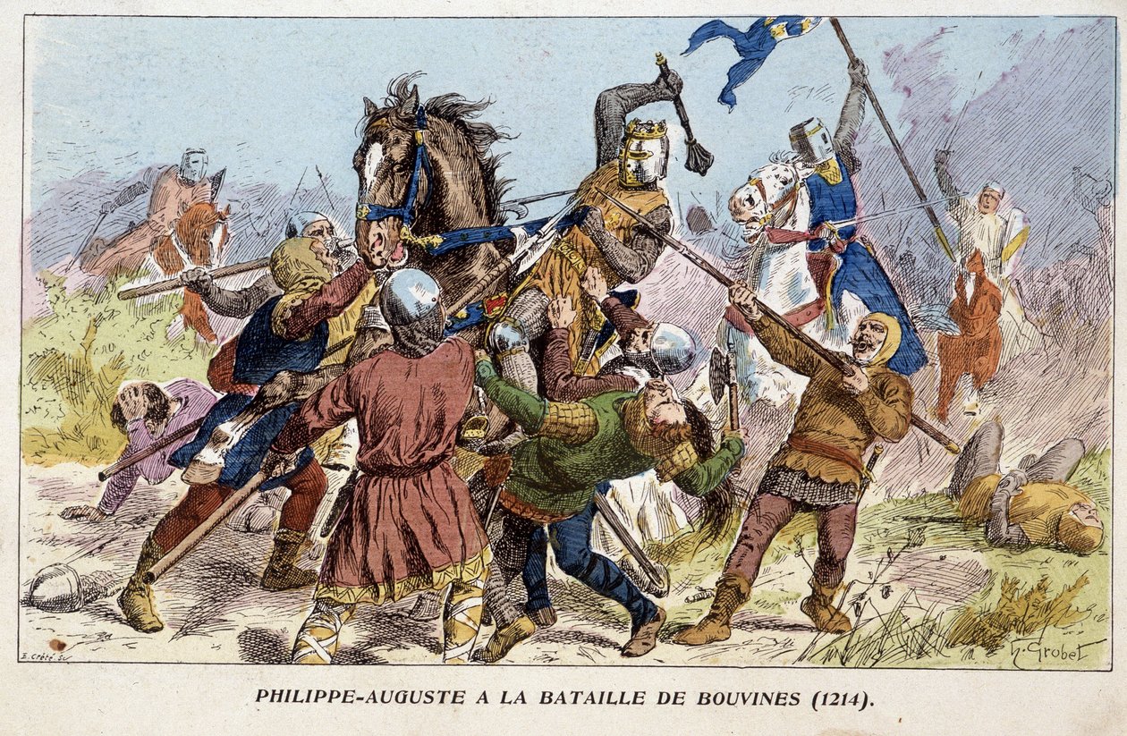Philippe-Auguste (Philippe Auguste) na Batalha de Bouvines (1214). de Unknown artist