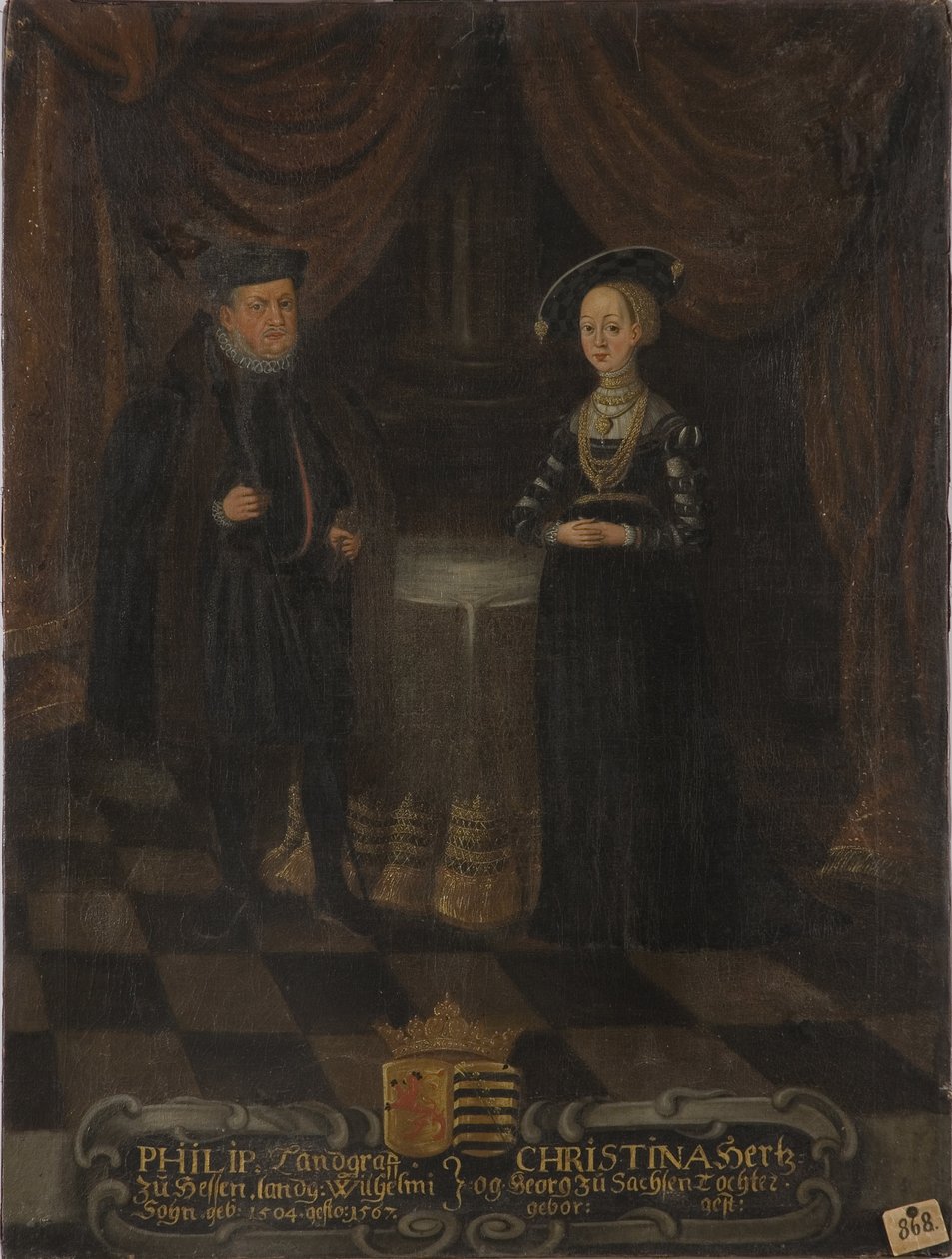 Philippe I de Hesse, dit le Magnanime et Christine de Saxe - Philippe I, Landgrave de Hesse (1504-1567) e Christine de Saxónia (1505-1549), Landgravine de Hesse, Anónimo . Óleo sobre tela. Dimensão : 103x79 cm. Nationalmuseum Estocolmo de Unknown artist