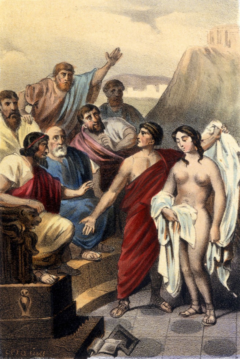 Phryne (cortesã grega) perante os juízes de Atenas. de Unknown artist