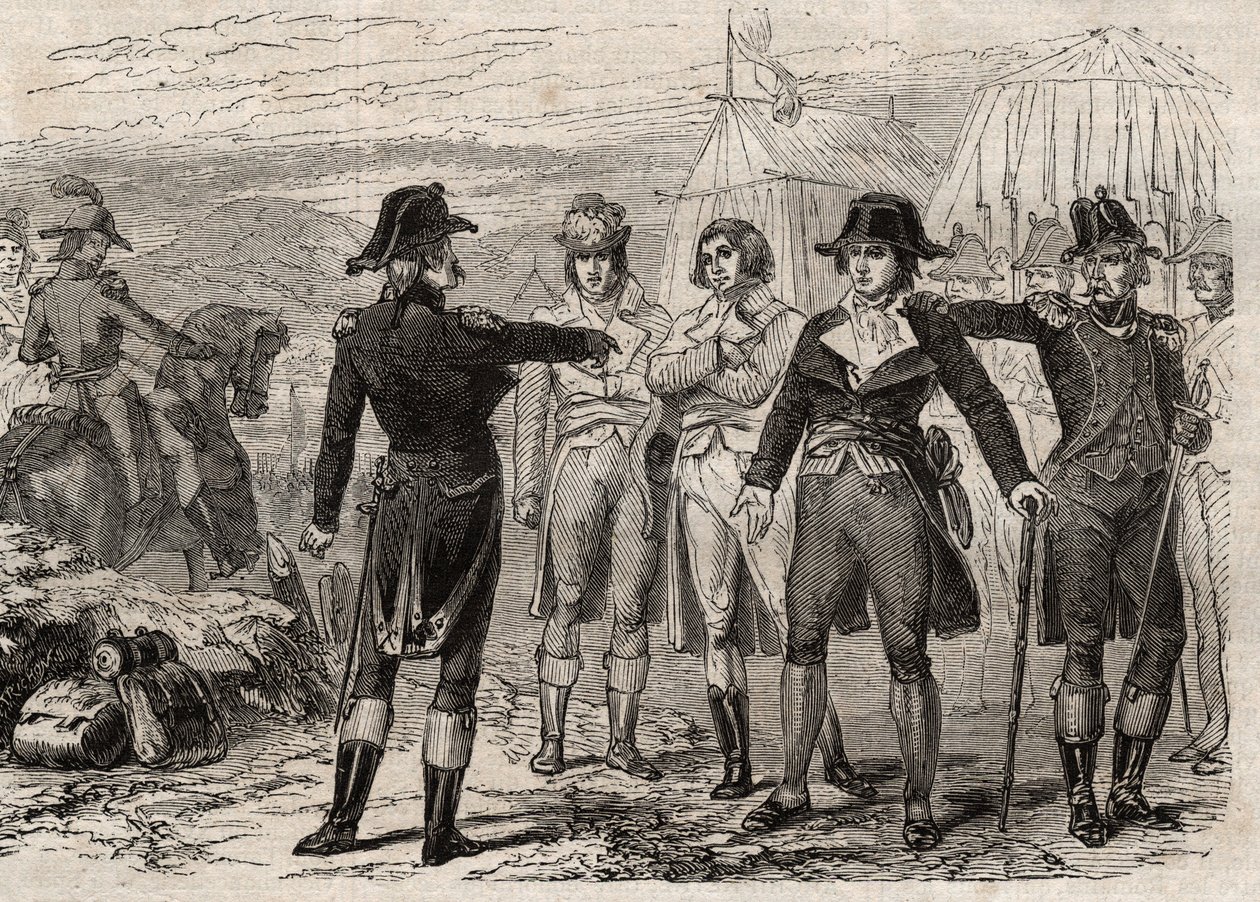 Pierre Antoine Antonelle (Pierre-Antoine Antonelle) (1747-1817) e seus amigos em atraso por ordem de Lafayette - gravação em "Dictionnaire populaire illustrious" - 1864 - de Joseph Decembre e Edmond Allonier - de Unknown artist