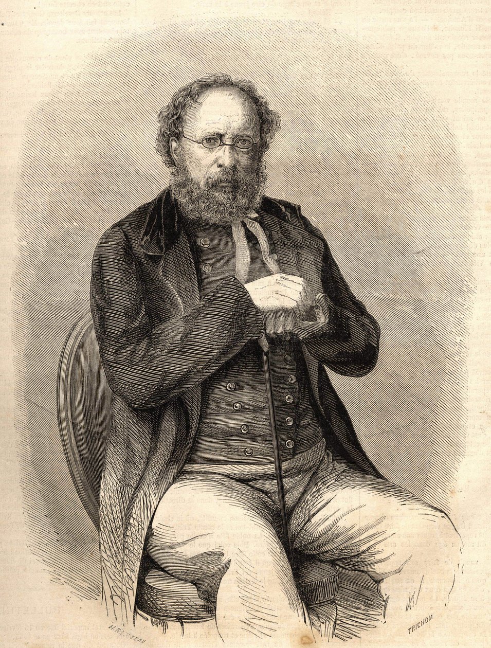 Pierre Joseph Proudhon (1809 - 1865). Teorista socialista francês, precursor do anarquismo. Gravura de 1865. Coleção Bianchetti de Unknown artist