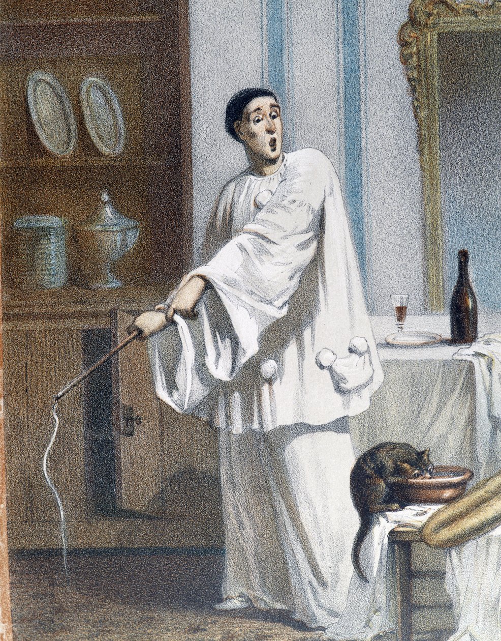 Pierrot chicoteia um gato - n.d., final do século XIX de Unknown artist