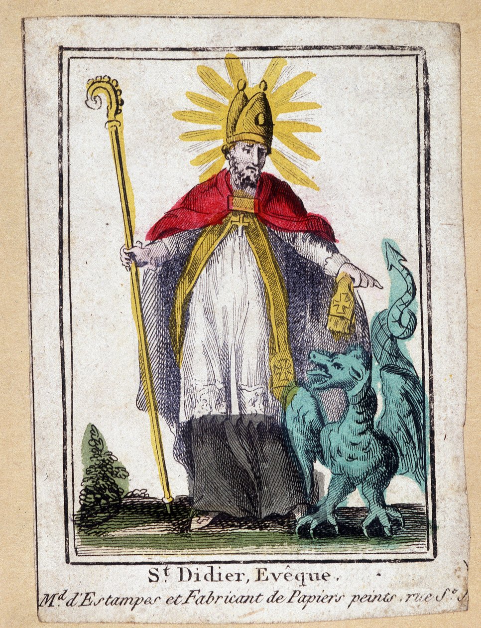 Imagem piedosa de São Didier Eveque (com dragão) - França 19. de Unknown artist