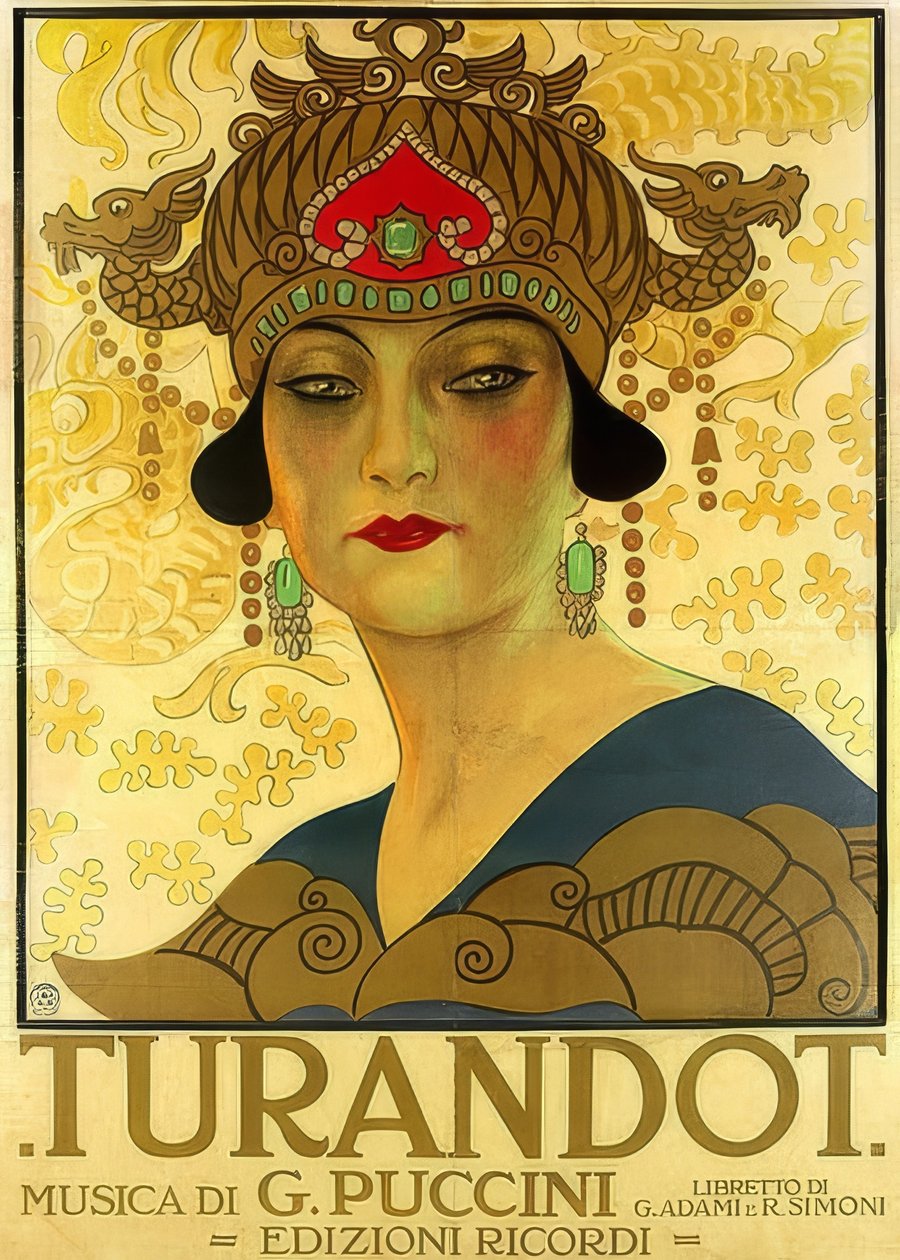 Cartaz da ópera Turandot no Teatro alla Scala. 1926 de Unknown