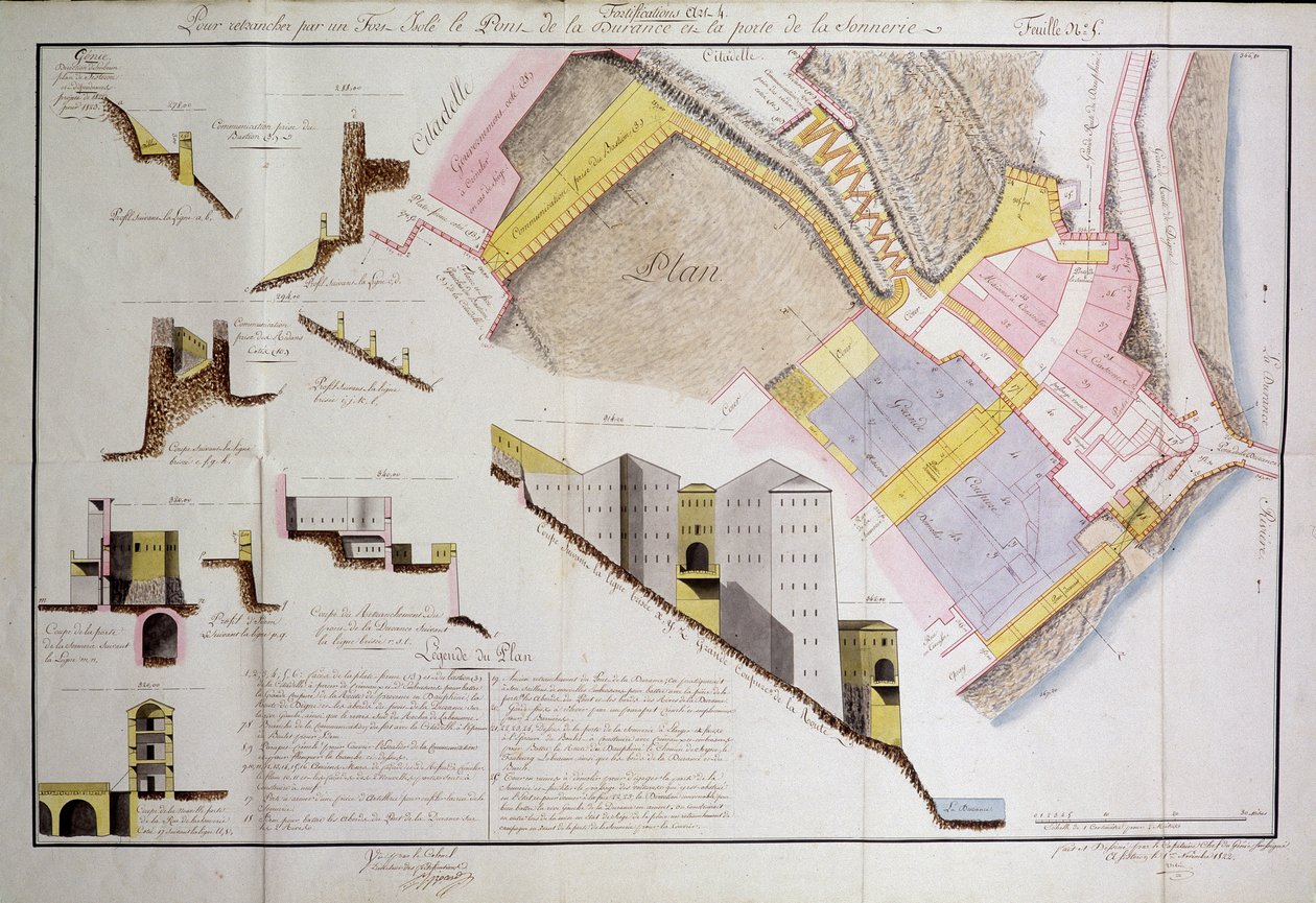 Plano e corte da Cidadela de Sisteron de Unknown artist