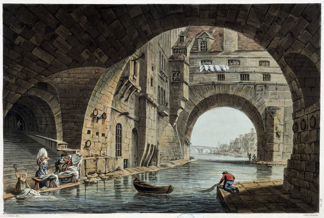 Pont de la Tournelle em Paris visto por J.C.Nattes, Publicado por W.Miller em Londres-1806 de Unknown artist