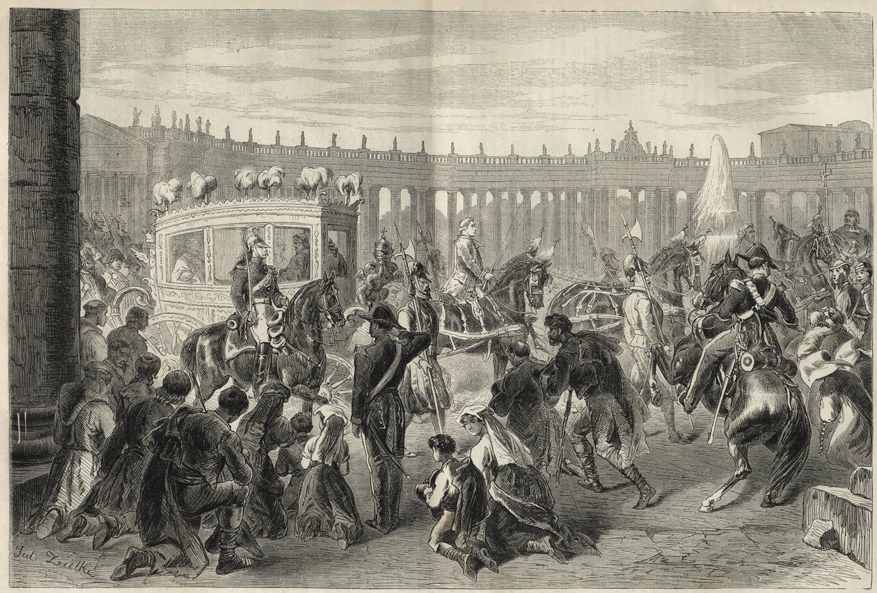 Papa Pio IX (Pio Pio) indo à Igreja de São Luís de Francais por ocasião da festa de 15 de Agosto de 1869 - Papa Pio IX (Pio Pio) indo à Igreja de São Luís de Francais por ocasião da festa de 15 de Agosto de 1869 de Unknown artist
