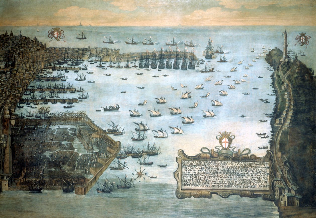 Porto de Génova, em 1597. Museo Navale de Genova - Pegli. de Unknown artist