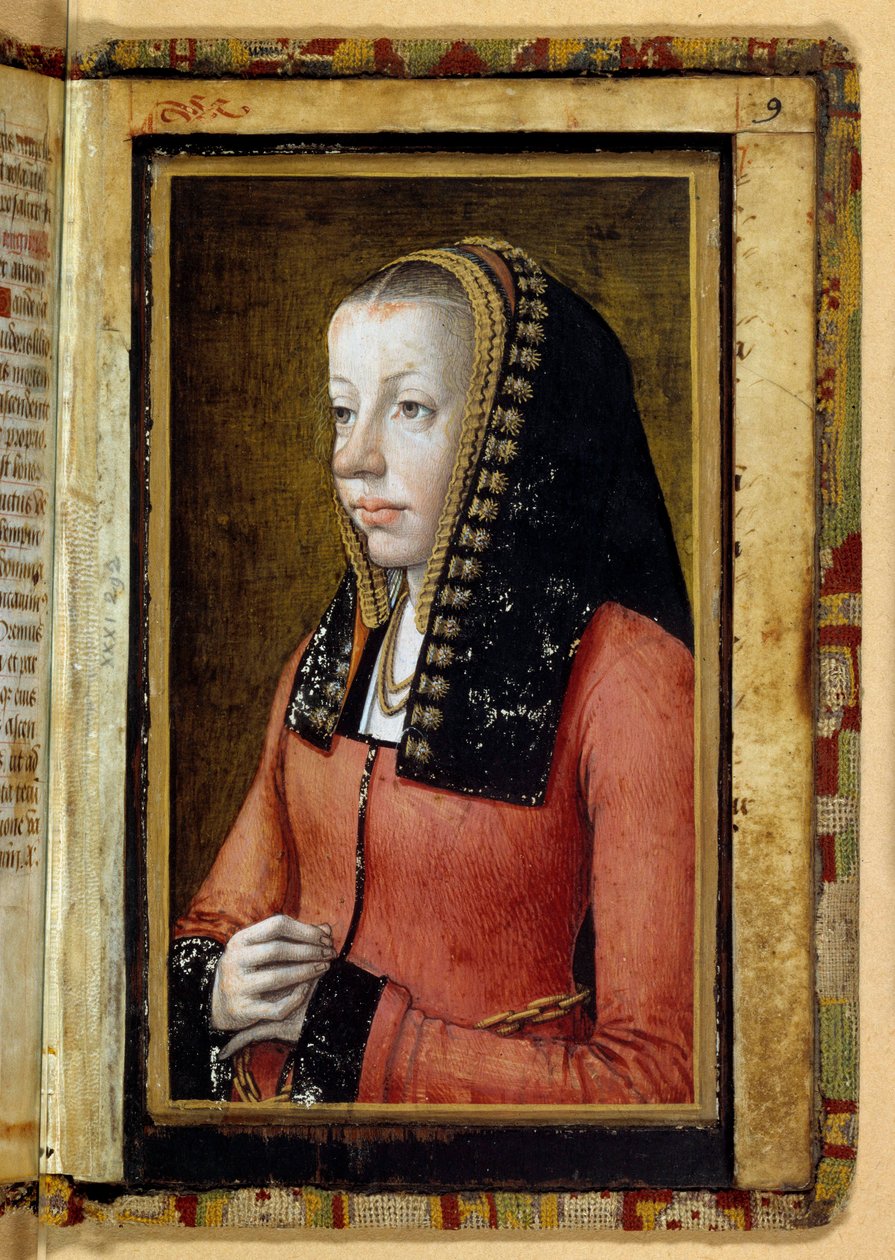 Retrato de Ana de Bretanha (1477-1514) Rainha de França. Miniatura, fragmento de livro de horas. Anônimo de Unknown artist