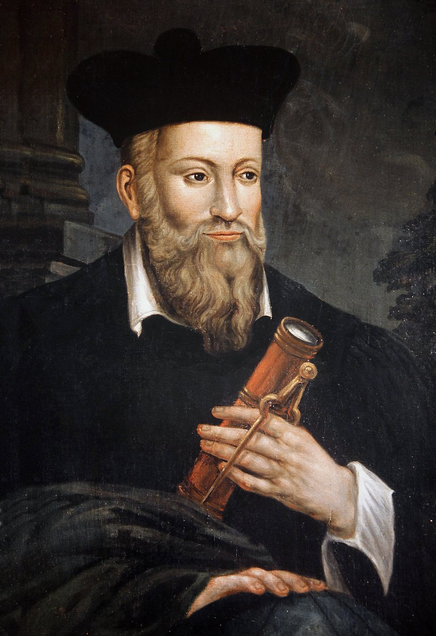 Retrato de Michel de Nostre-Dame (Nostre Dame), conhecido como Nostradamus, astrólogo (1503-1566), detalhe, Maison de Nostradamus, Salon de Provence, Bouches du Rhone de Unknown artist