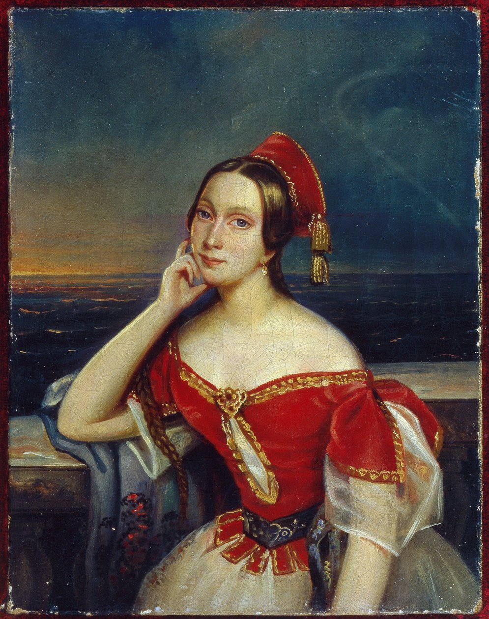 Retrato da Bailarina M. Taglioni (1804-1884). Pintura anónima, óleo sobre tela. Retrato do século XIX, romantismo. Estado Central A. Museu do Teatro Bakhrushin, Moscovo. de Unknown artist