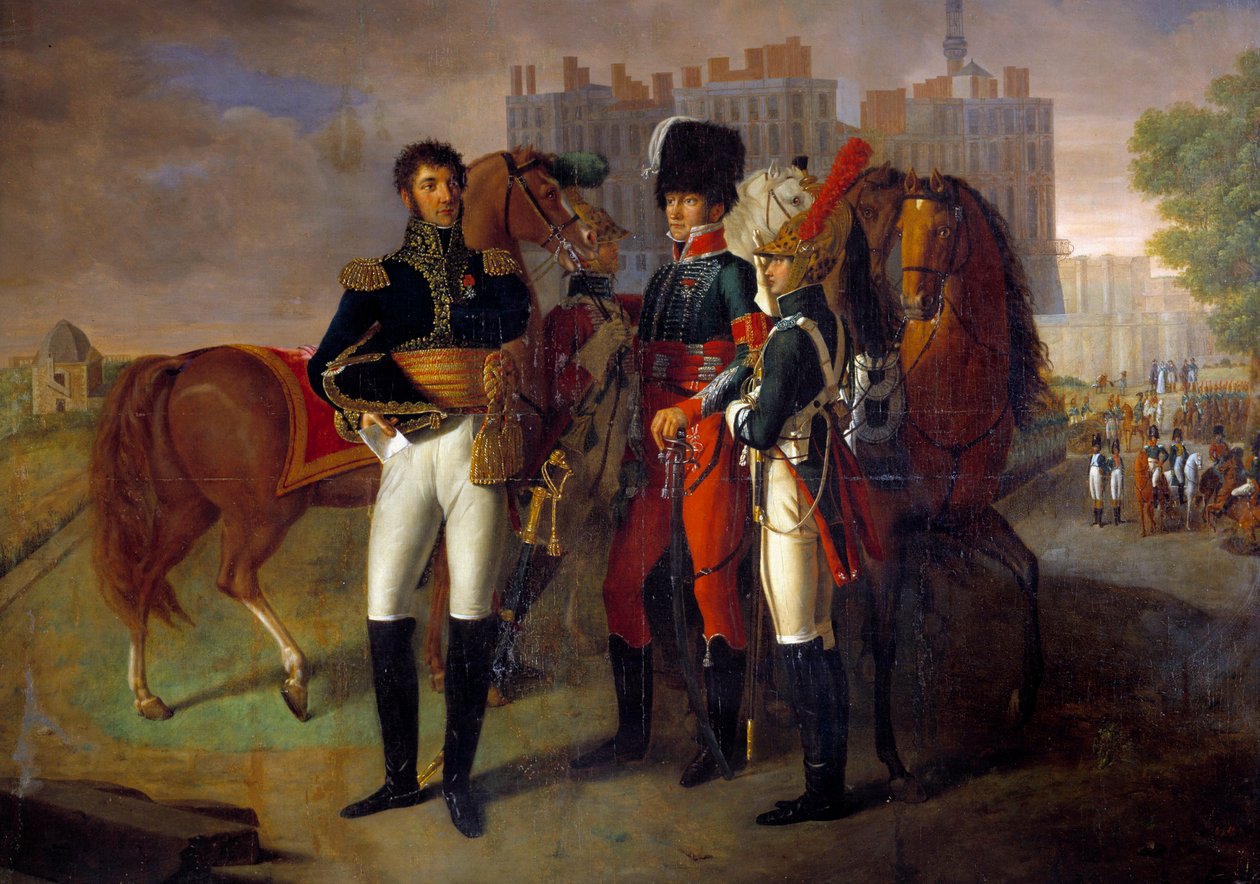 Portrait en pied de La Ronciere, comandante da escola de cavalaria da pintura Saint Germain Anonymous. 1812. Paris, Musee de l