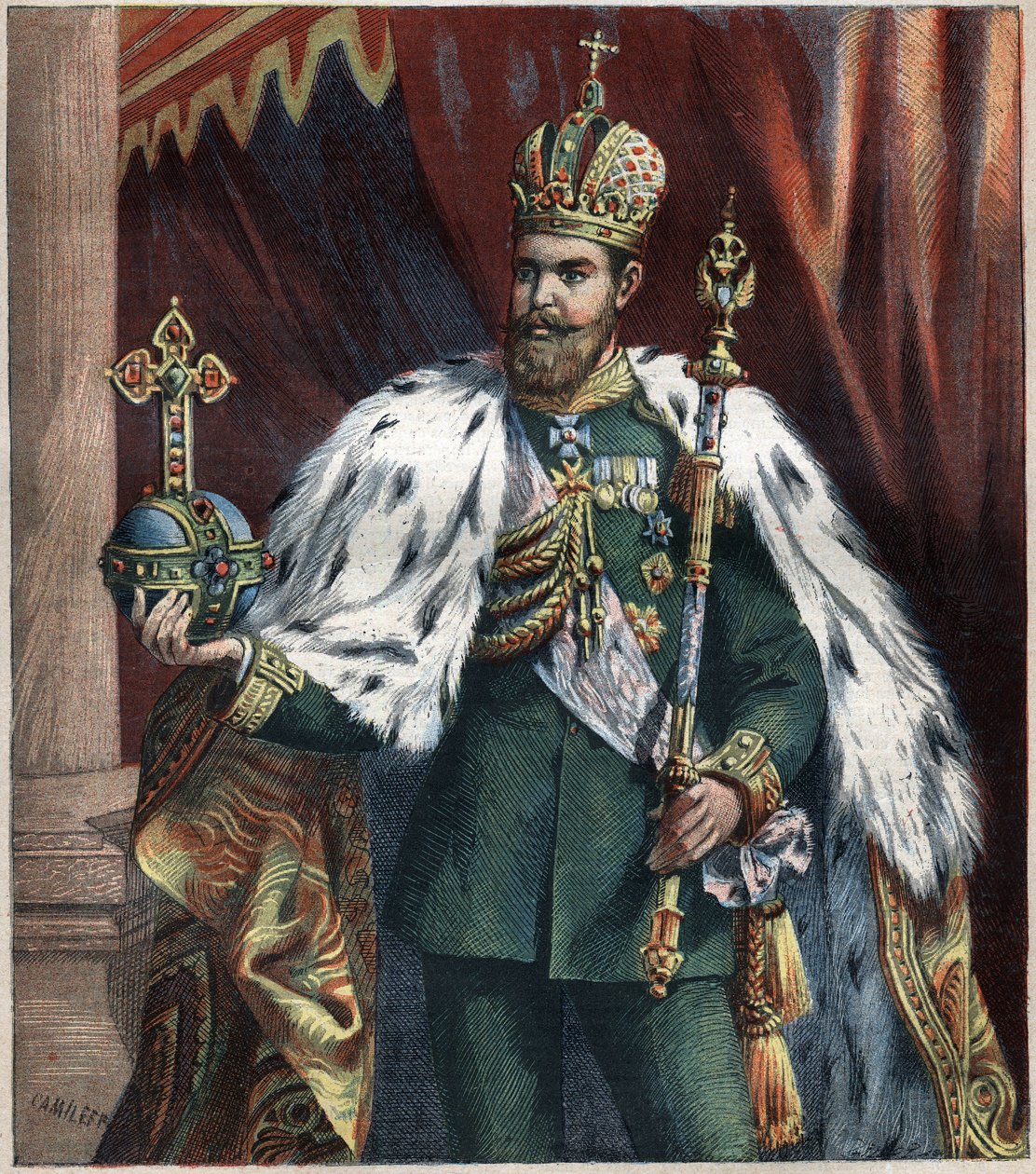 Retrato no pé de Alexandre III (1845-1895), Imperador da Rússia Gravura de 1892. de Unknown artist