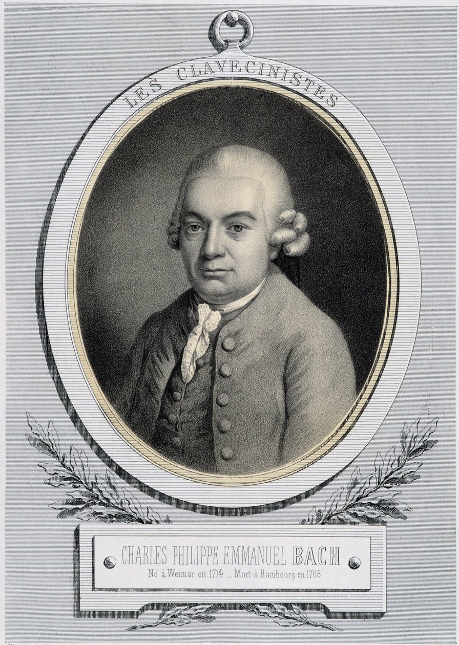 Retrato em medalhão de Charles Philippe Emmanuel Bach (1714-1788), filho de Jean Sebastien Bach, n.d. 19 s. de Unknown artist