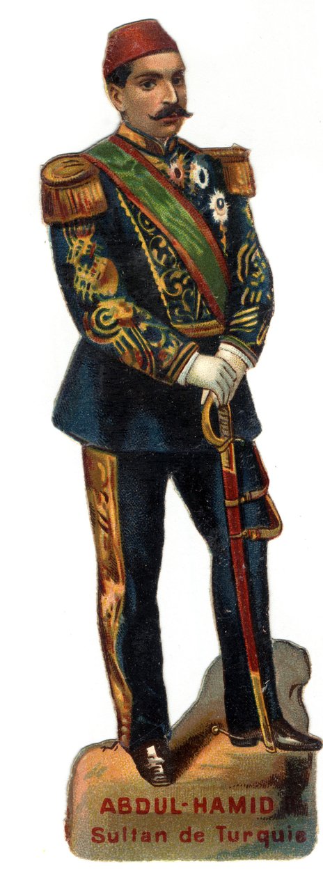 Retrato de Abdulhamid II (Abd ul Hamid, Abd-ul-Hamid, Abdulhemit, Abdul Hamid, Abdul Hamid, Abd al-Hamid, Abd al-Hamid) (1842-1918), Sultão Otomano (Turquia). Cromolitografia tardia do século XIX. Coleção Particular de Unknown artist