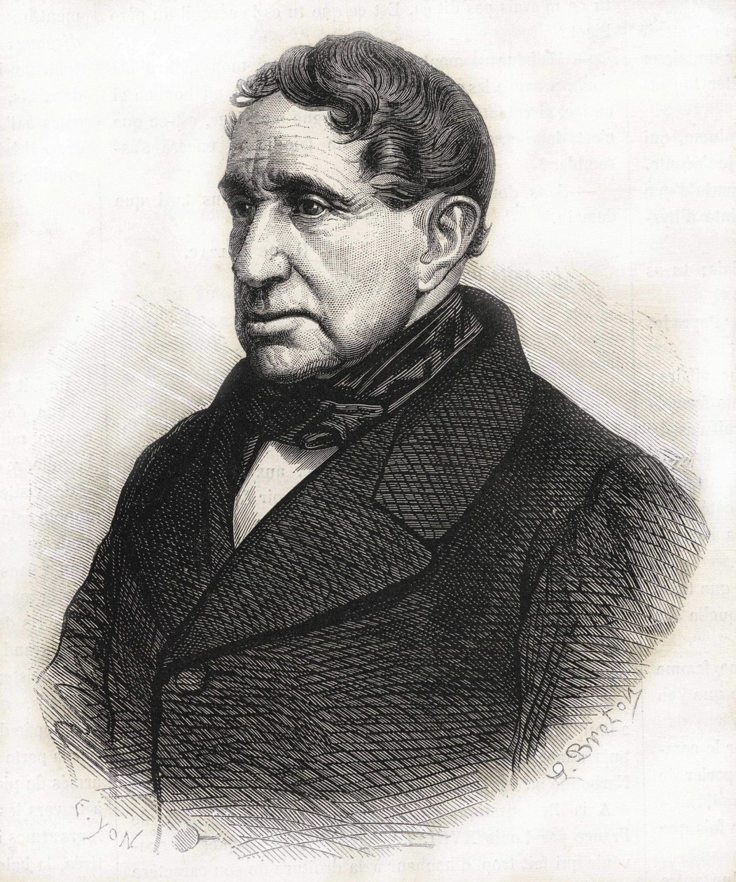 Retrato de Achille Léonce Victor Charles de Broglie (1785 - 1870), Duque de Broglie. Gravura do século XIX. de Unknown artist
