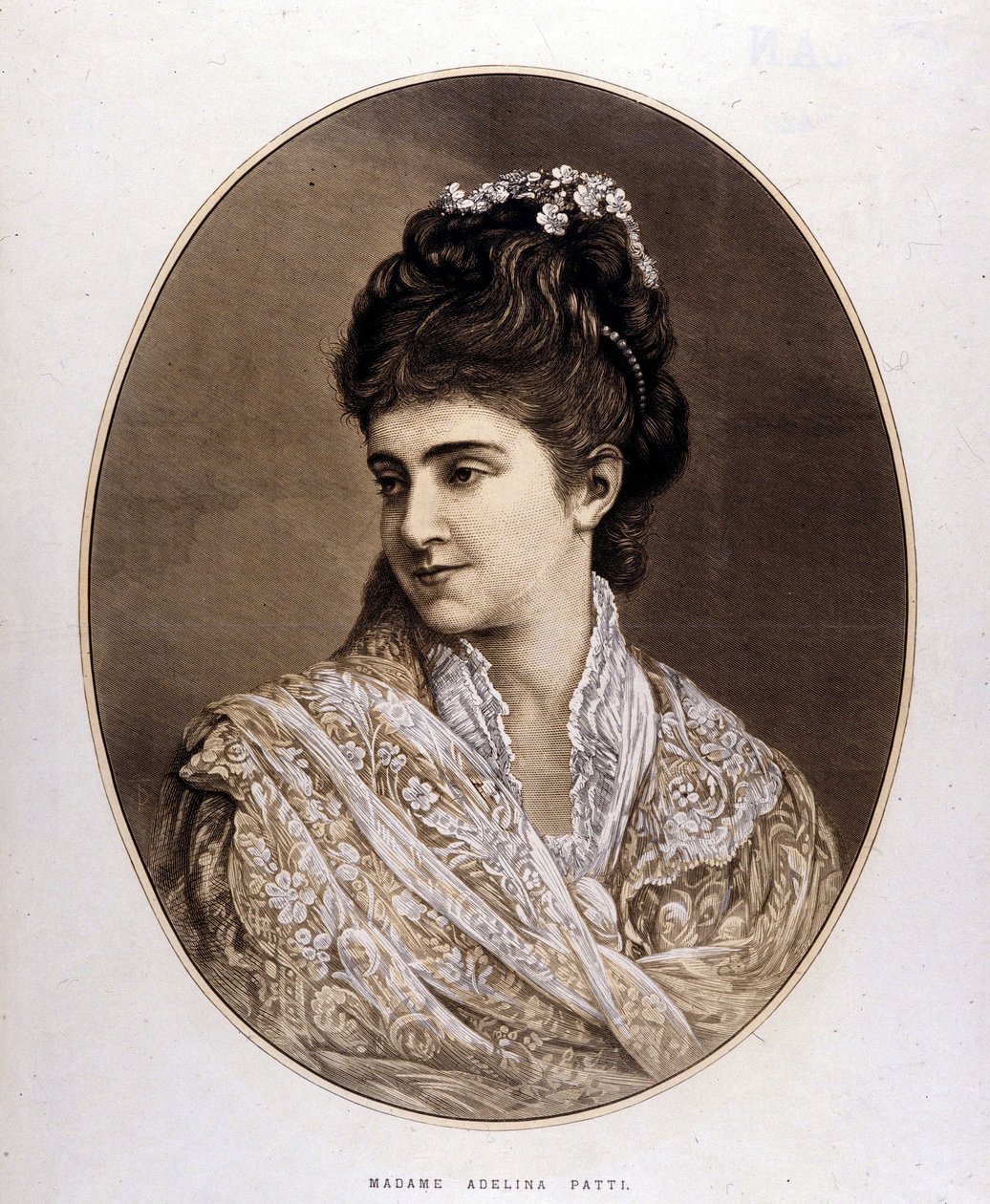Retrato de Adelina Patti, cantora italiana (1843 a 1919) de Unknown artist