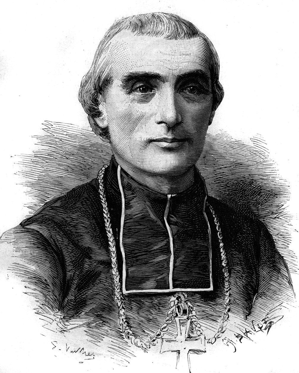 Retrato de Adolphe Perraud (1828-1906), homem eclesiástico e acadêmico francês. Gravura em "Le Monde Illustré" n°1316 de 17 de Junho de 1882. de Unknown artist