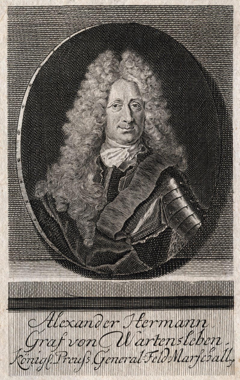 Retrato de Alexander Hermann Graf von Wartensleben (1650-1734) oficial nos exércitos de vários estados alemães - gravura de Unknown artist