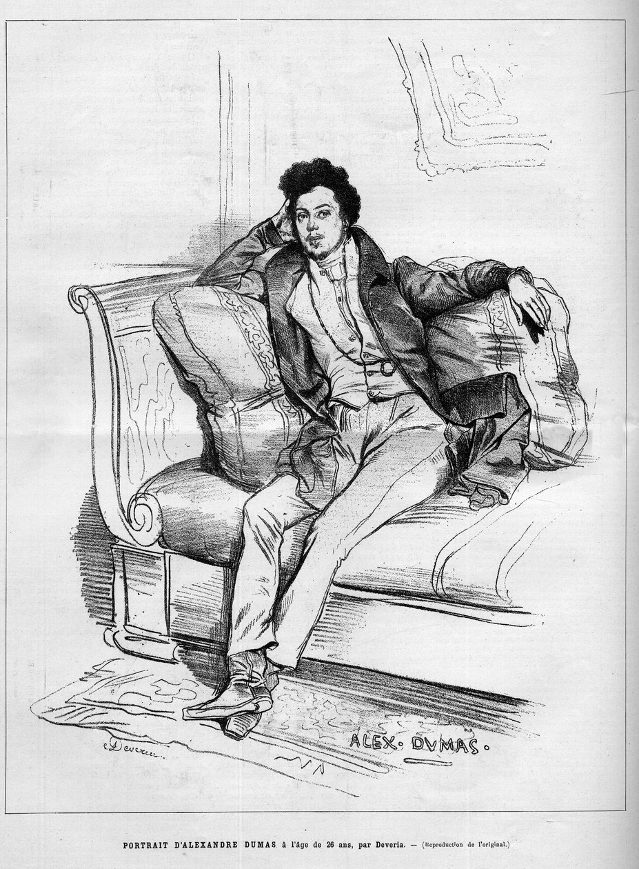 Retrato de Alexandre Dumas Jr. (1824-1895) Escritor francês aos 26 anos de idade. Gravura em "Le Monde Illustré" (O Mundo Ilustrado) de Unknown artist