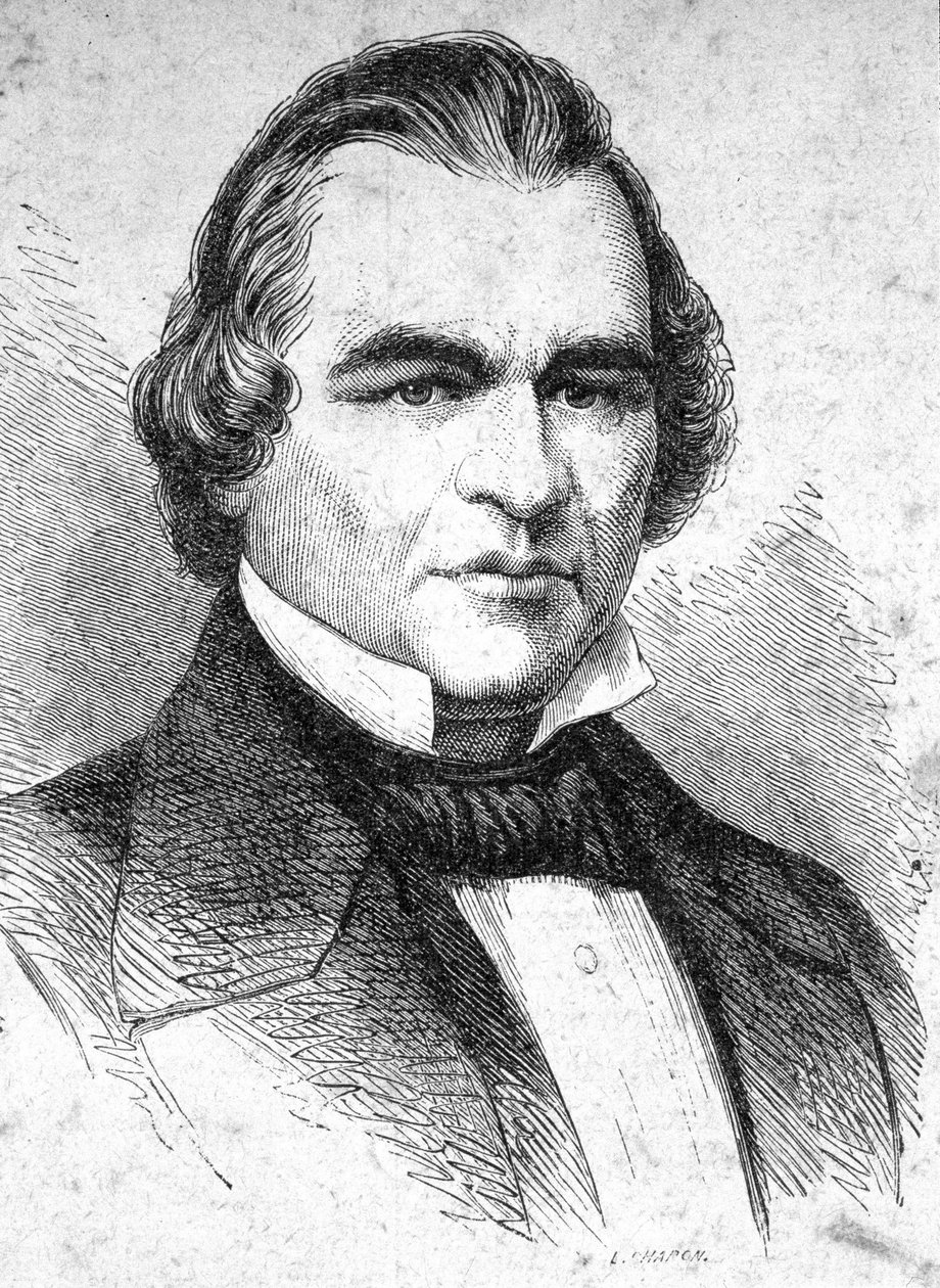 Retrato de Andrew Johnson (1808 - 1875) estadista americano - em "The Contemporains", n.d. final do século XIX. de Unknown artist