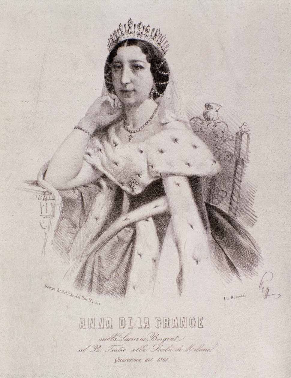 Retrato de Anna de la Grange em Lucrezia Borgia (gravura de Unknown artist