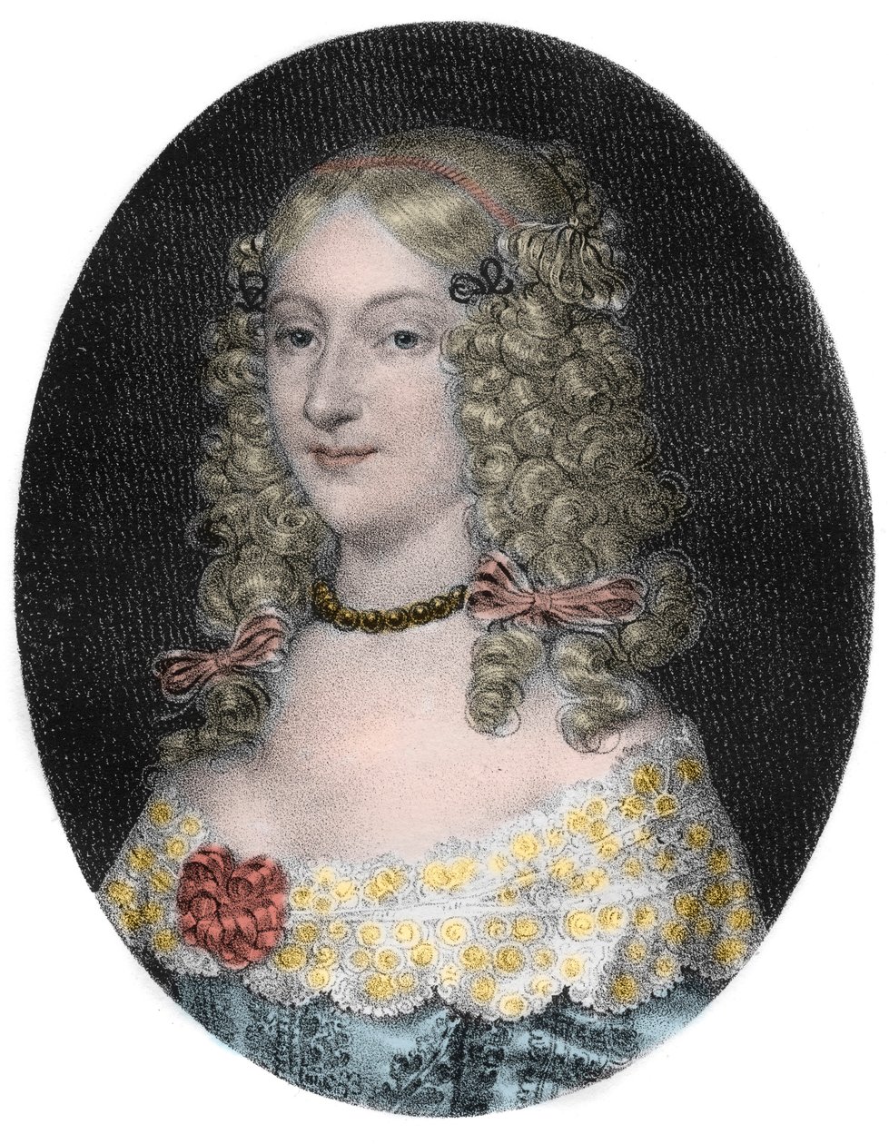 Retrato de Anne-Genevieve de Bourbon-Conde (1619-79) Duquesa de Longueville - Retrato de Anne Genevieve de Bourbon Conde (Anne-Genevieve de Bourbon-Conde), Duquesa de Longueville (1619-1679) gravura do século XIX de Unknown artist