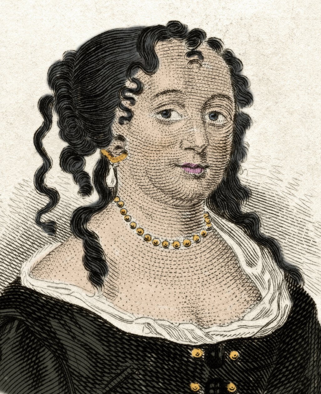 Retrato de Anne Hyde (1637-1671), Duquesa de York e primeira esposa de James II da Inglaterra. Gravura do século XIX. de Unknown artist
