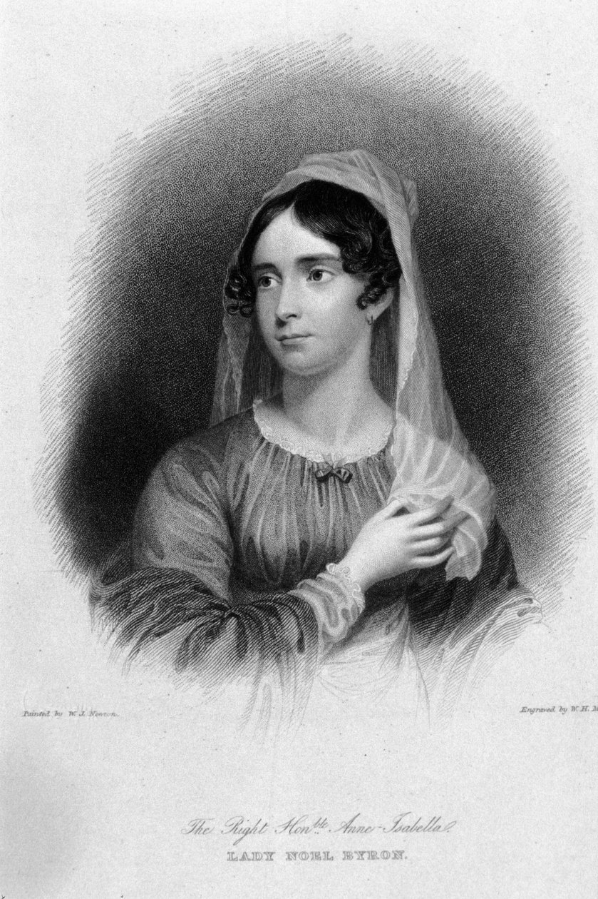 Retrato de Anne Isabelle Noel Byron (1792-1860), esposa do poeta George Gordon Byron. Gravura de Unknown artist