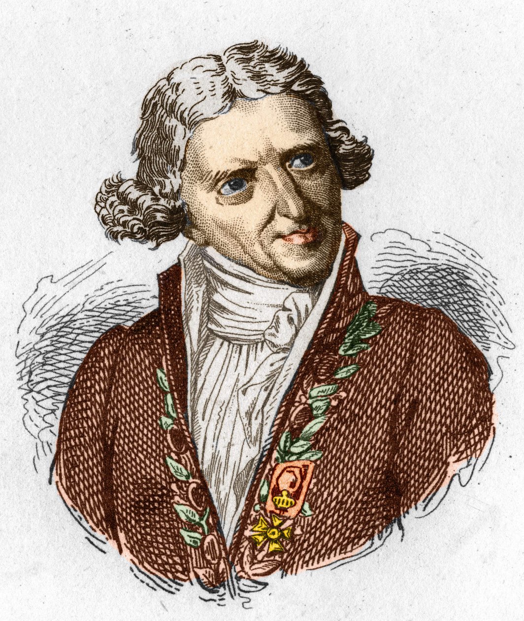 Retrato de Antoine Augustin Parmentier (1737 - 1813), farmacêutico militar e agrônomo francês. Gravura a partir de 1845. de Unknown artist